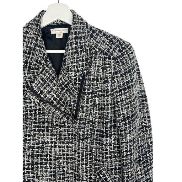 Coldwater Creek Tweed Zip Jacket Size 8 Black Gray - Picture 3 of 15